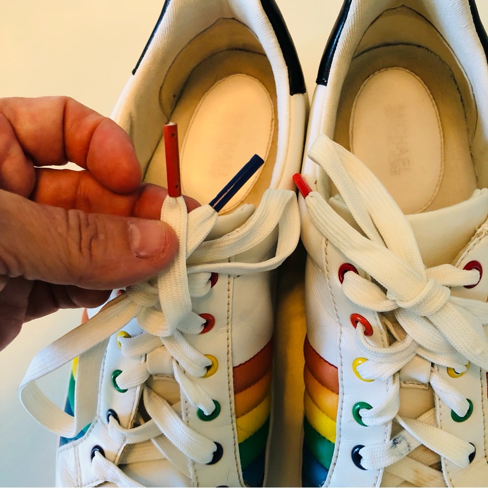 Michael Kors Women's White Rainbow Sneakers - Picture 8 of 11